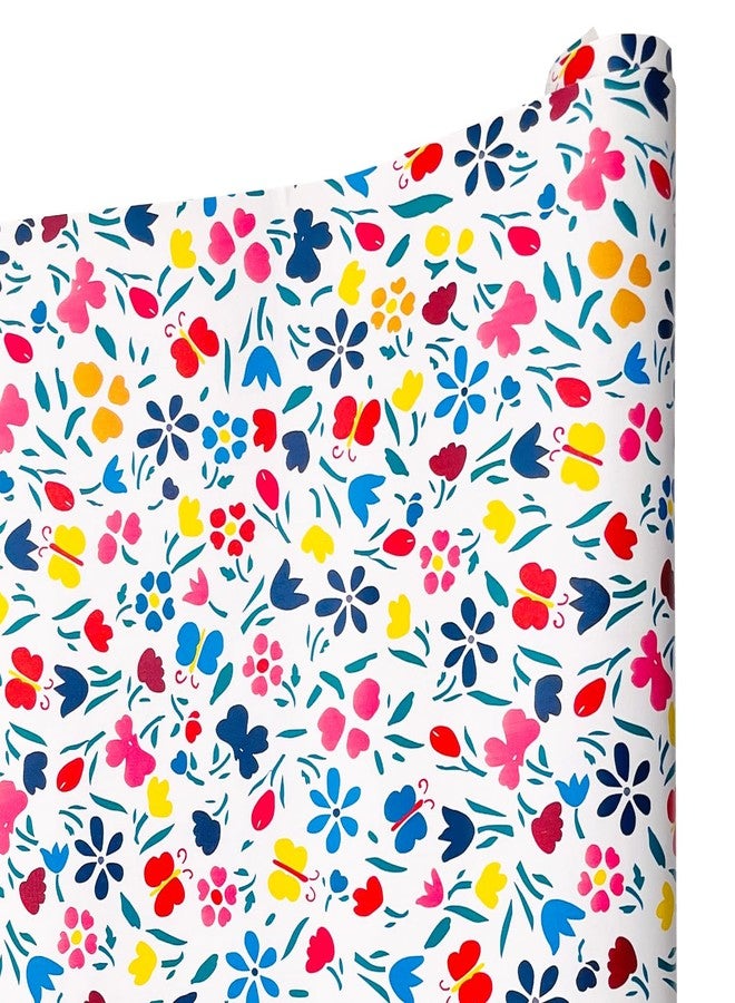 Yifasy 19.7ft Roll Colorful Floral Shelf Liner Peel and Stick Furniture Shelving Paper Removable Wallpaper Drawer Sticker (M-236.2x17.7 Inch) - Image 1